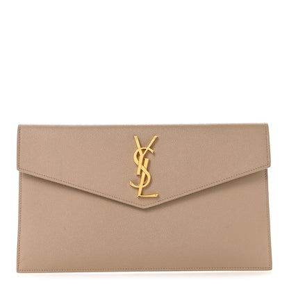 Saint Laurent Grain De Poudre Uptown Pouch Dark Beige 1 of 10