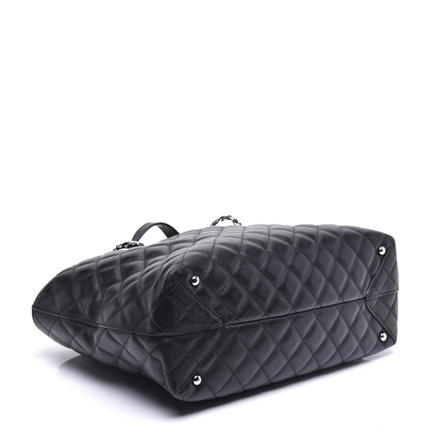 Calfskin Quilted Large Shopping Tote Black