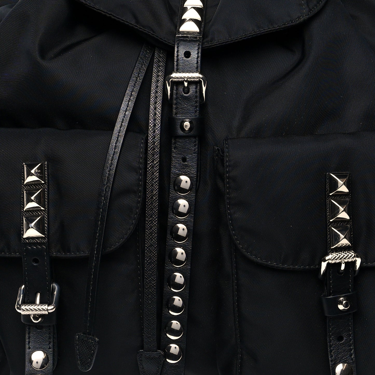 Nylon New Vela Studded Backpack Black