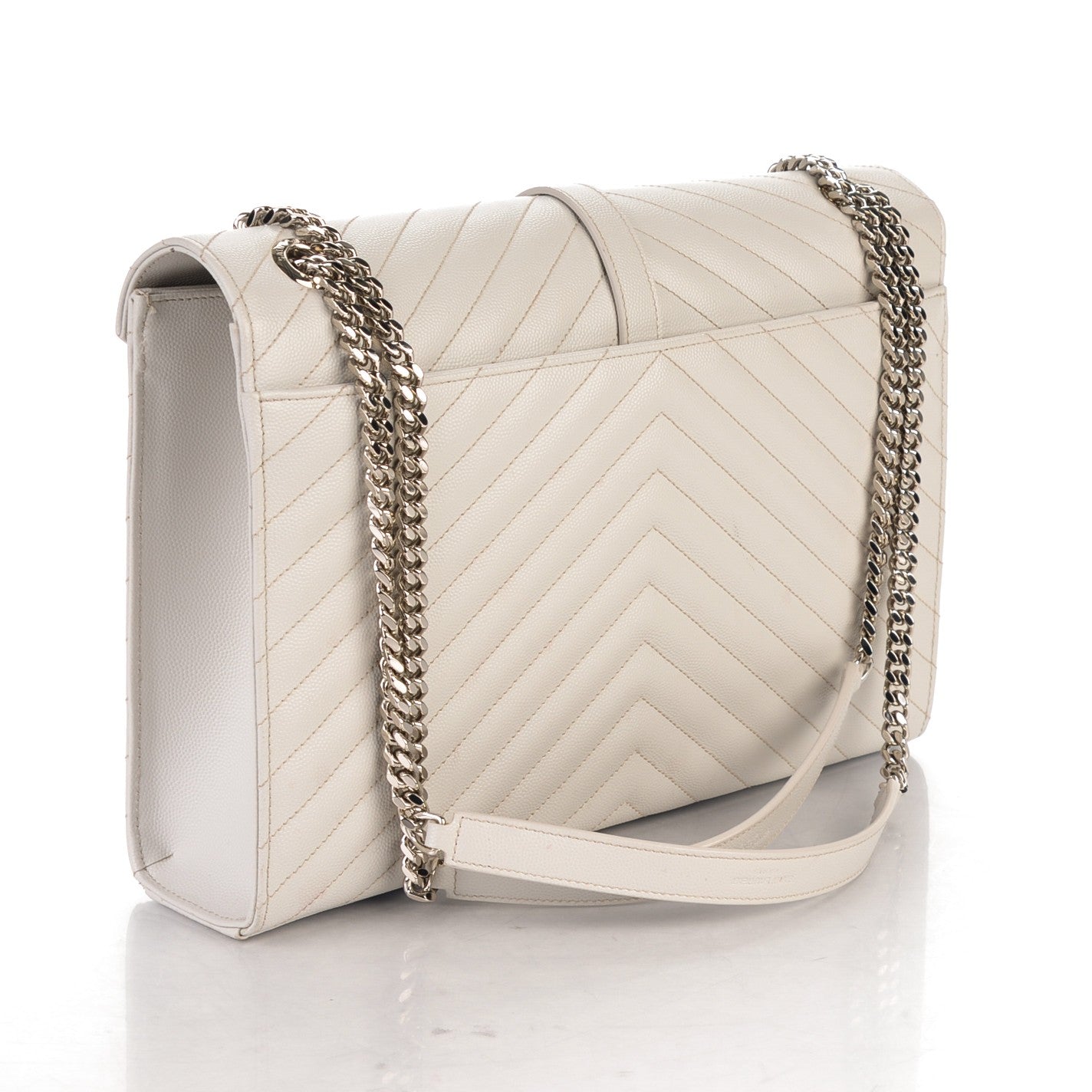 Grain De Poudre Matelasse Chevron Large Monogram Satchel Light Grey