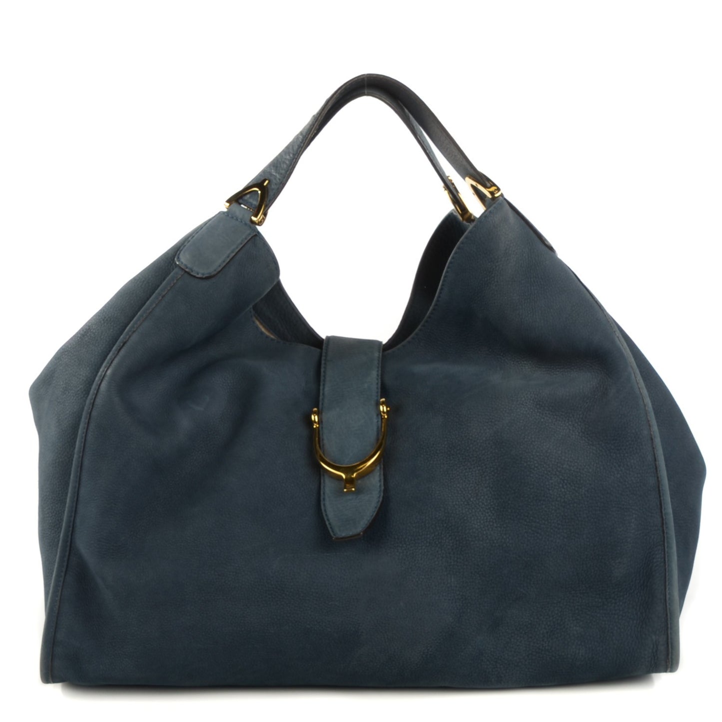 Nubuck Large Soft Stirrup Shoulder Bag Navy