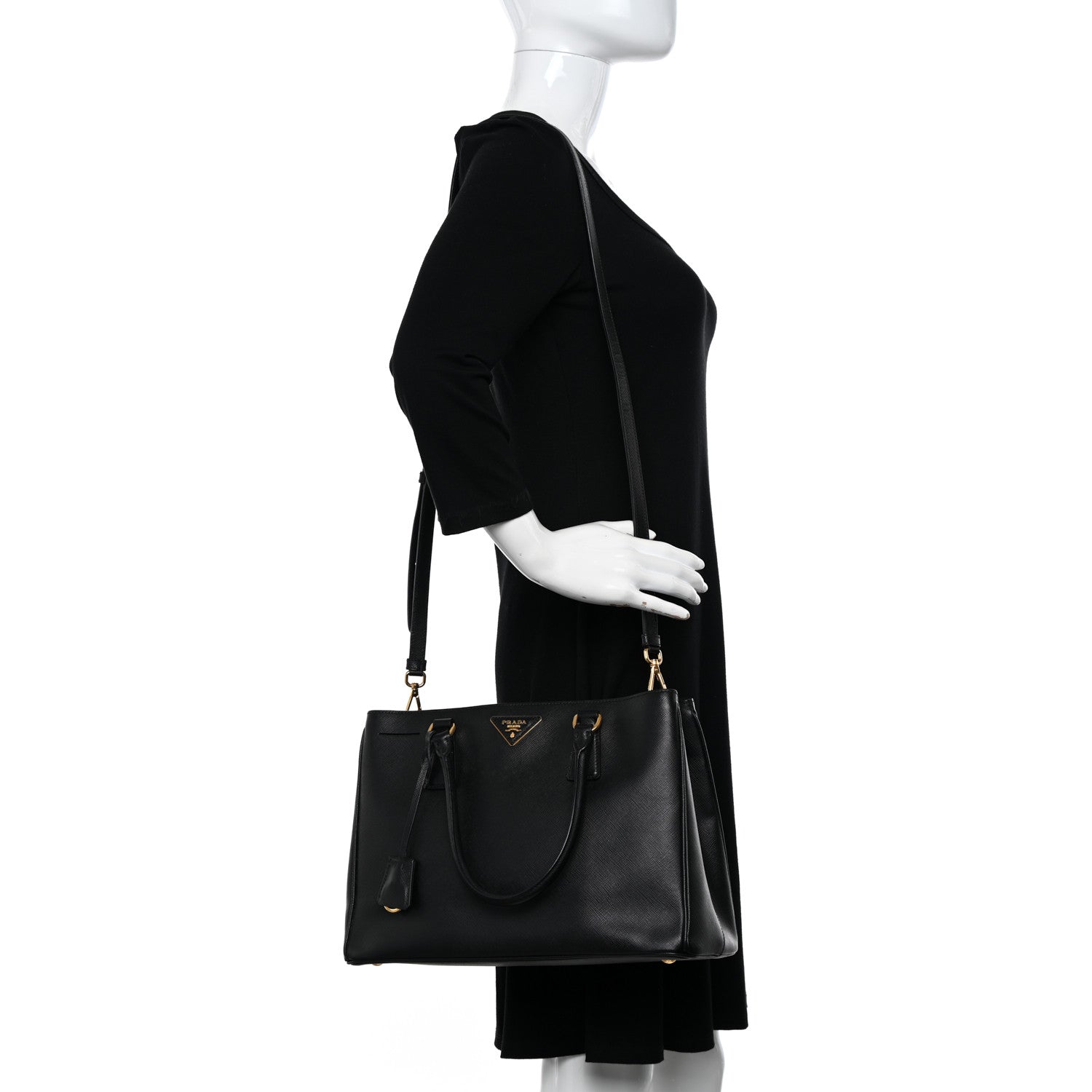 Prada Saffiano Medium Galleria Double Zip Tote Black 2 of 13