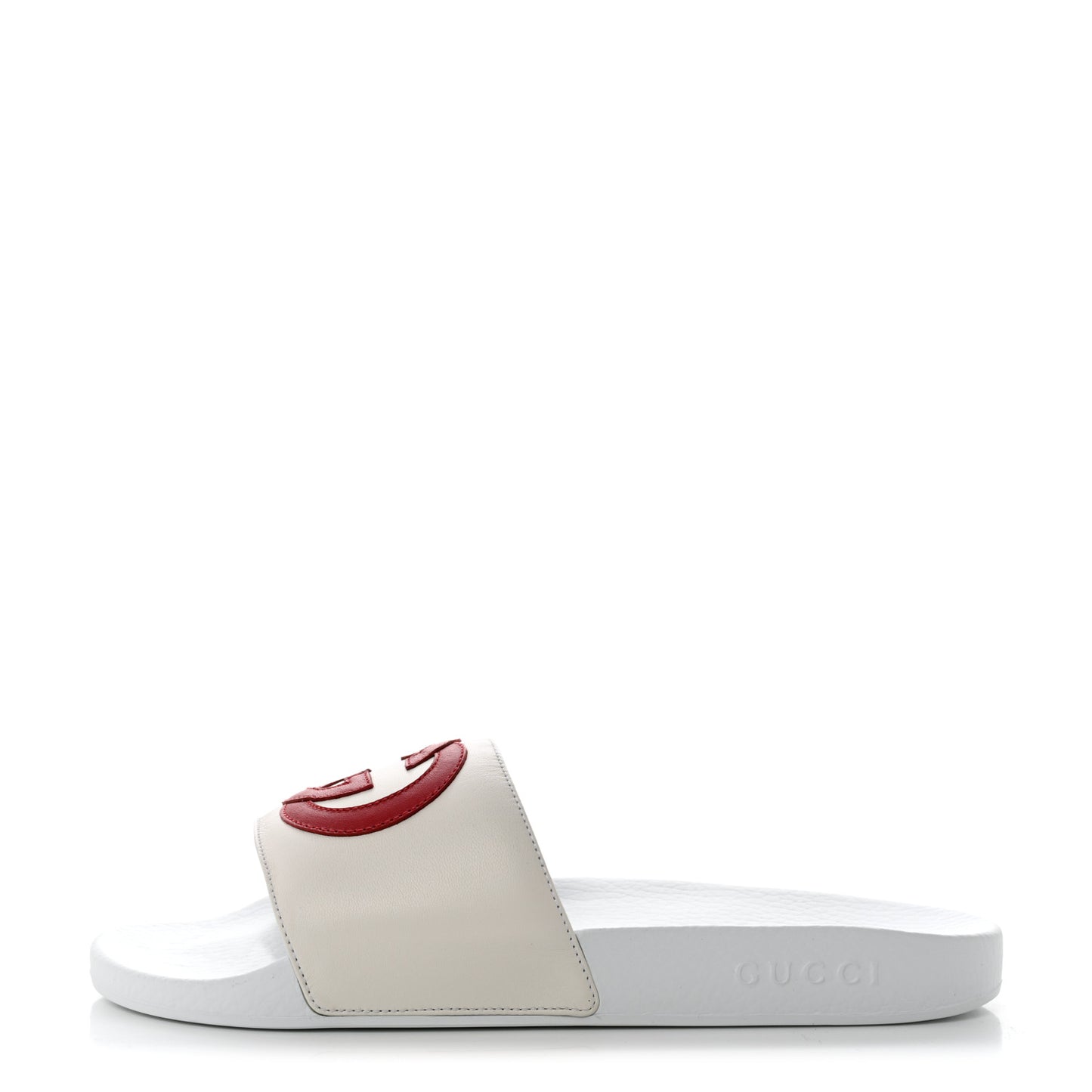 Nappa Miro Soft Calfskin Womens Interlocking G Slide Sandals 41 Great White Hibiscus Red