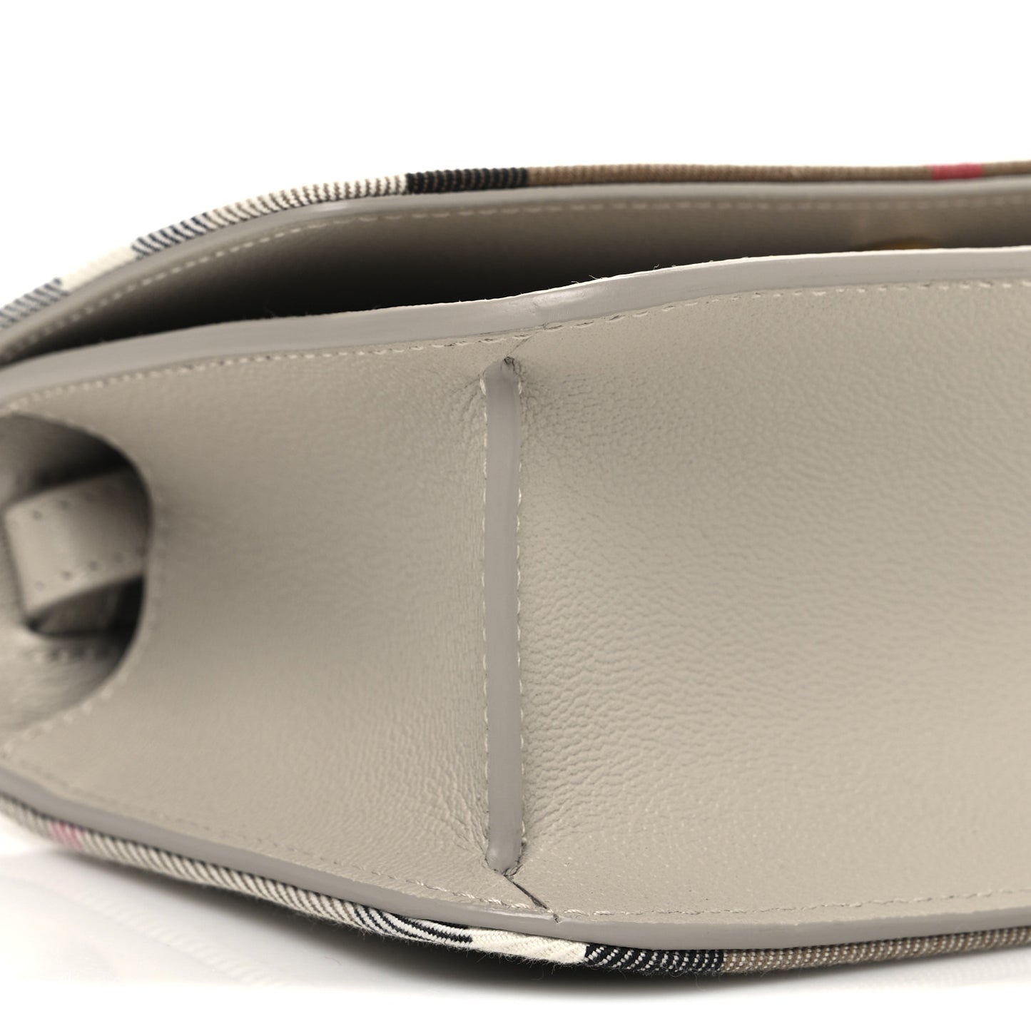 Grained Calfskin House Check Small Madison Shoulder Bag Limestone