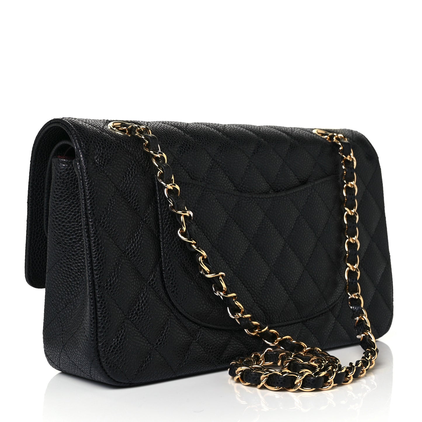 Caviar Quilted Medium Double Flap Black