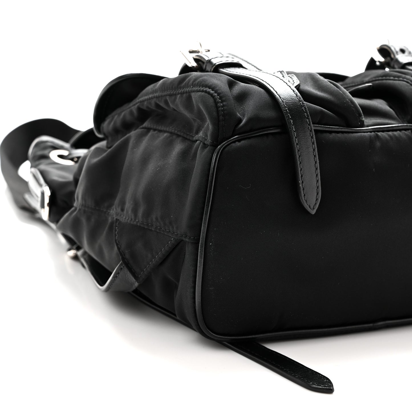 Tessuto Nylon Soft Calfskin Small Backpack Black