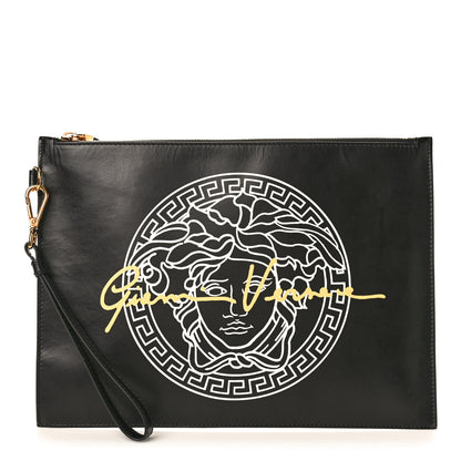 Versace Calfskin Medusa Print Zip Pouch Black 1 of 7