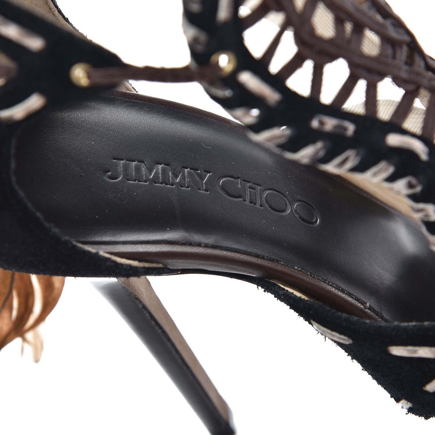 Jimmy Choo Suede Feather Trim Kevan Gladiator Sandals 39 Multi 9 of 11