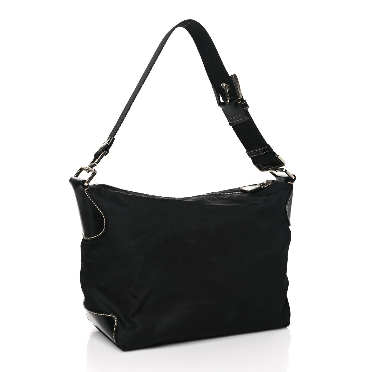 Tessuto Nylon Vitello Hobo Black