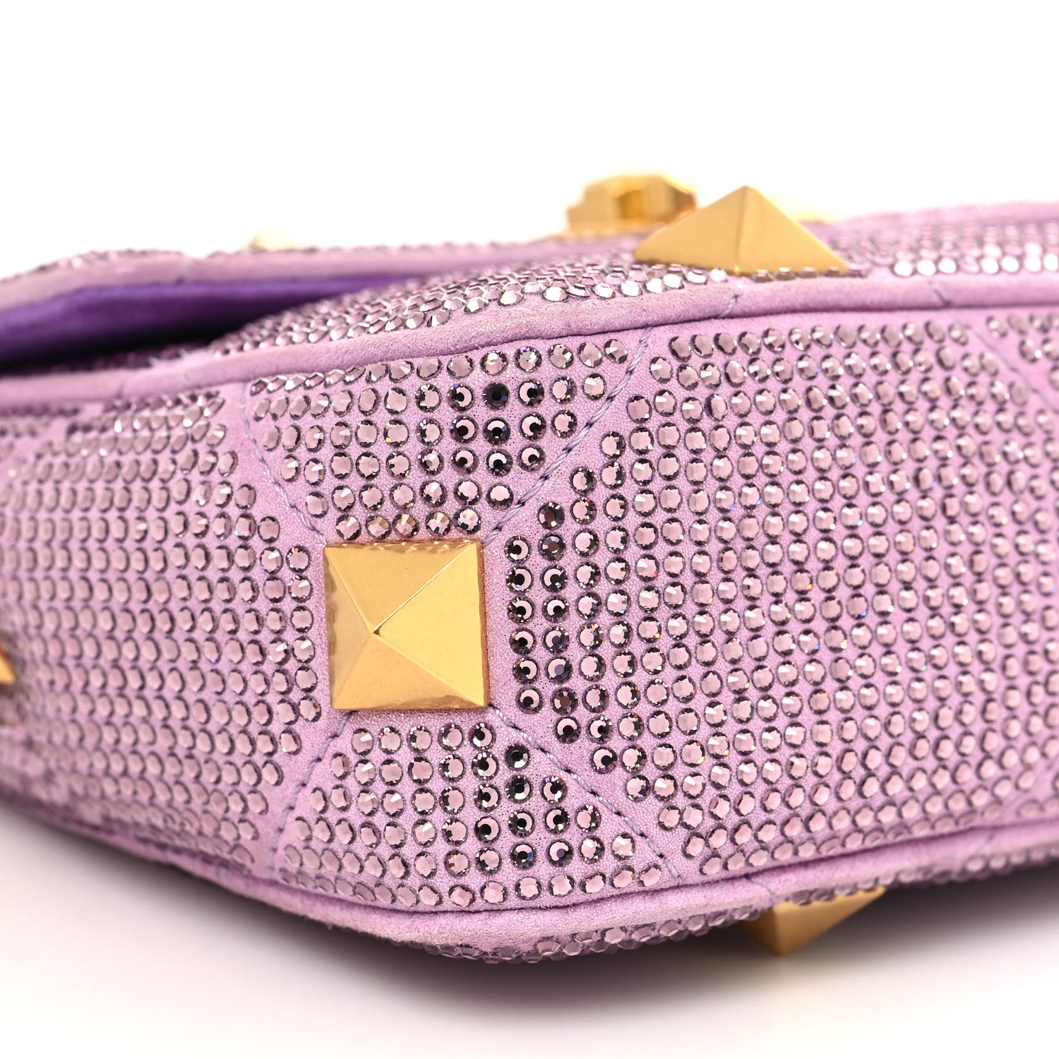 Valentino Garavani Crystal Suede Small Roman Stud Shoulder Bag Light Amethyst Glicine 8 of 9