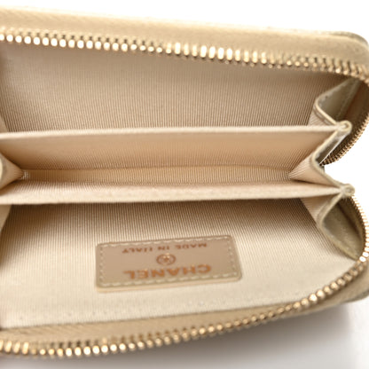 Chanel Metallic Caviar Quilted Zip Coin Purse Light Gold 5 of 10