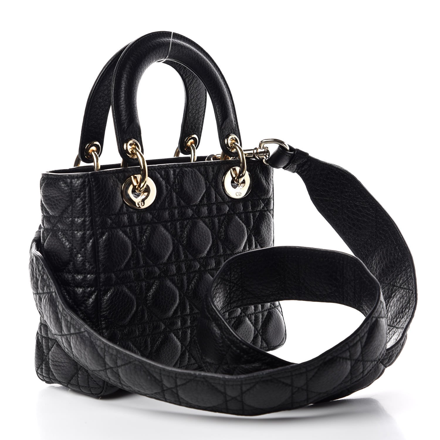 Christian Dior Grained Calfskin Cannage Small Supple Lady Dior Black 3 of 9