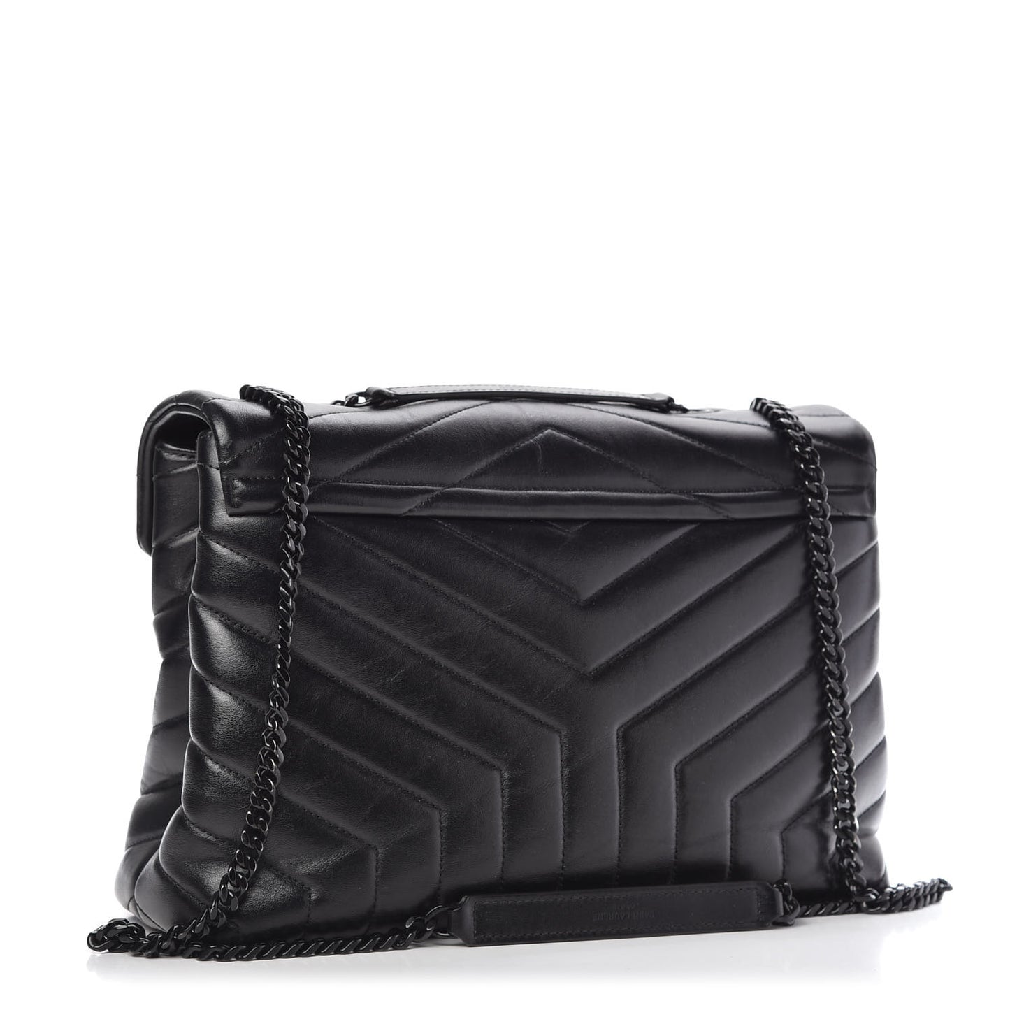 Calfskin Y Quilted Monogram Medium Loulou Chain Satchel Black