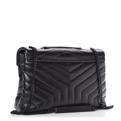 Saint Laurent Calfskin Y Quilted Monogram Medium Loulou Chain Satchel Black 3 of 9