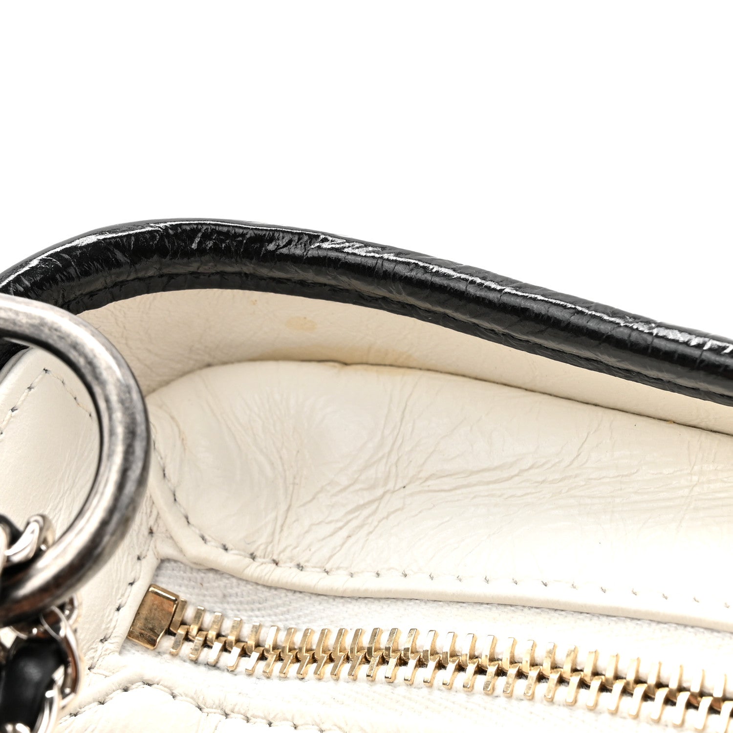 Chanel Aged Calfskin Quilted Small Gabrielle Hobo Black White 14 of 14