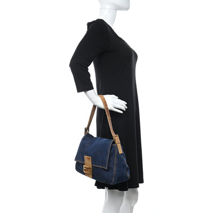 Fendi Denim Medium Convertible Baguette Blue 2 of 12