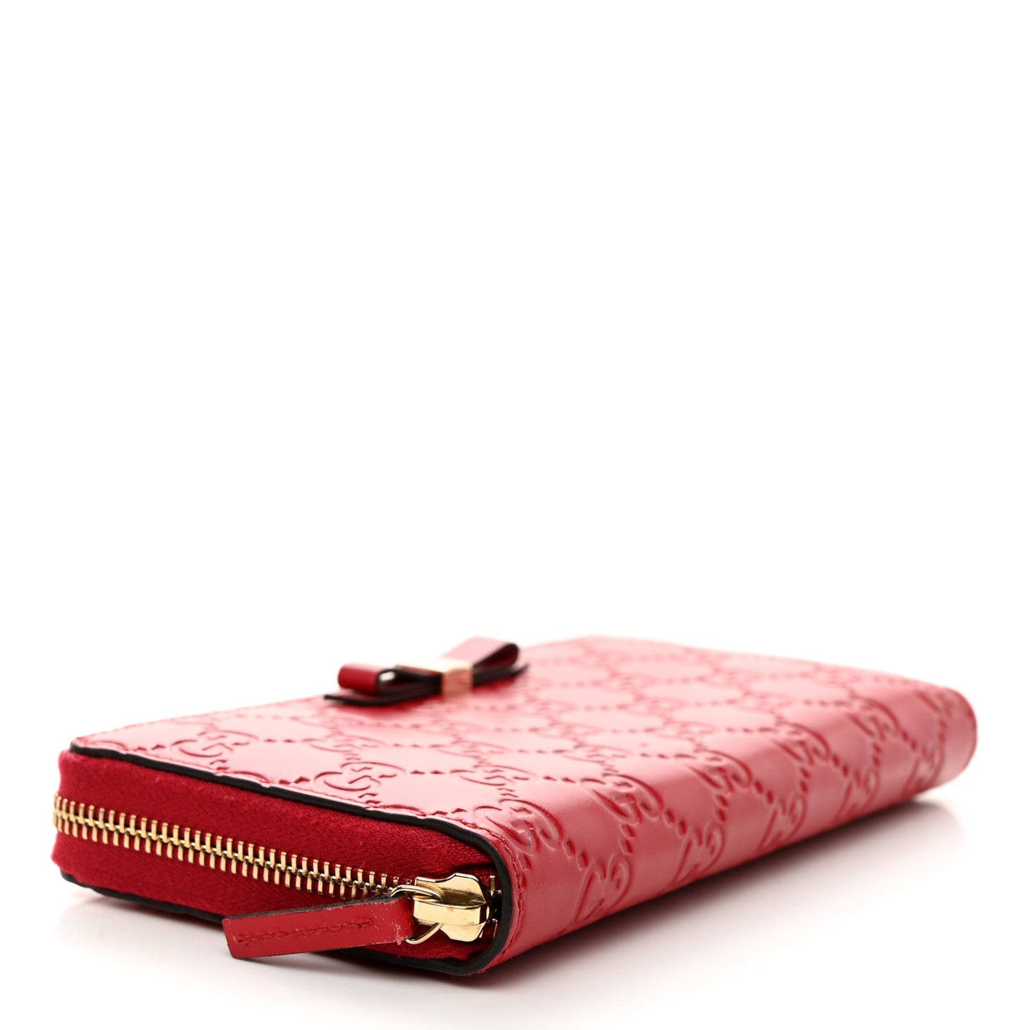 Guccissima Bow Zip Around Wallet Red