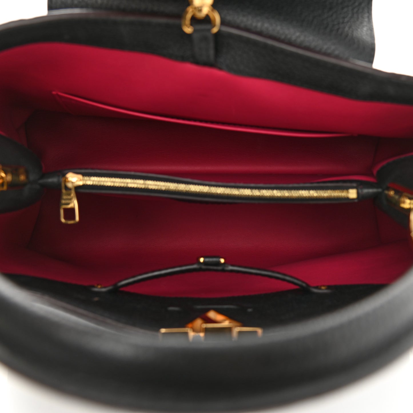 Taurillon Capucines MM Black Fuchsia