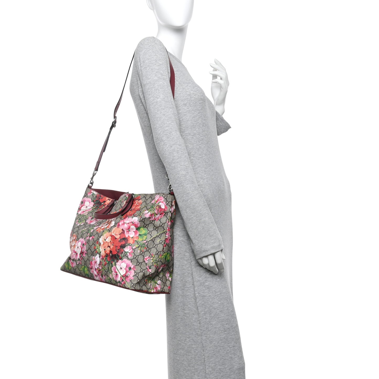 Soft GG Supreme Monogram Blooms Medium Crossbody Tote Beige Multicolor Dry Rose