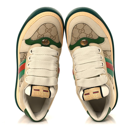 Gucci GG Monogram Nubuck Web Womens Screener GG Motif Sneakers 39 Beige Green 2 of 9