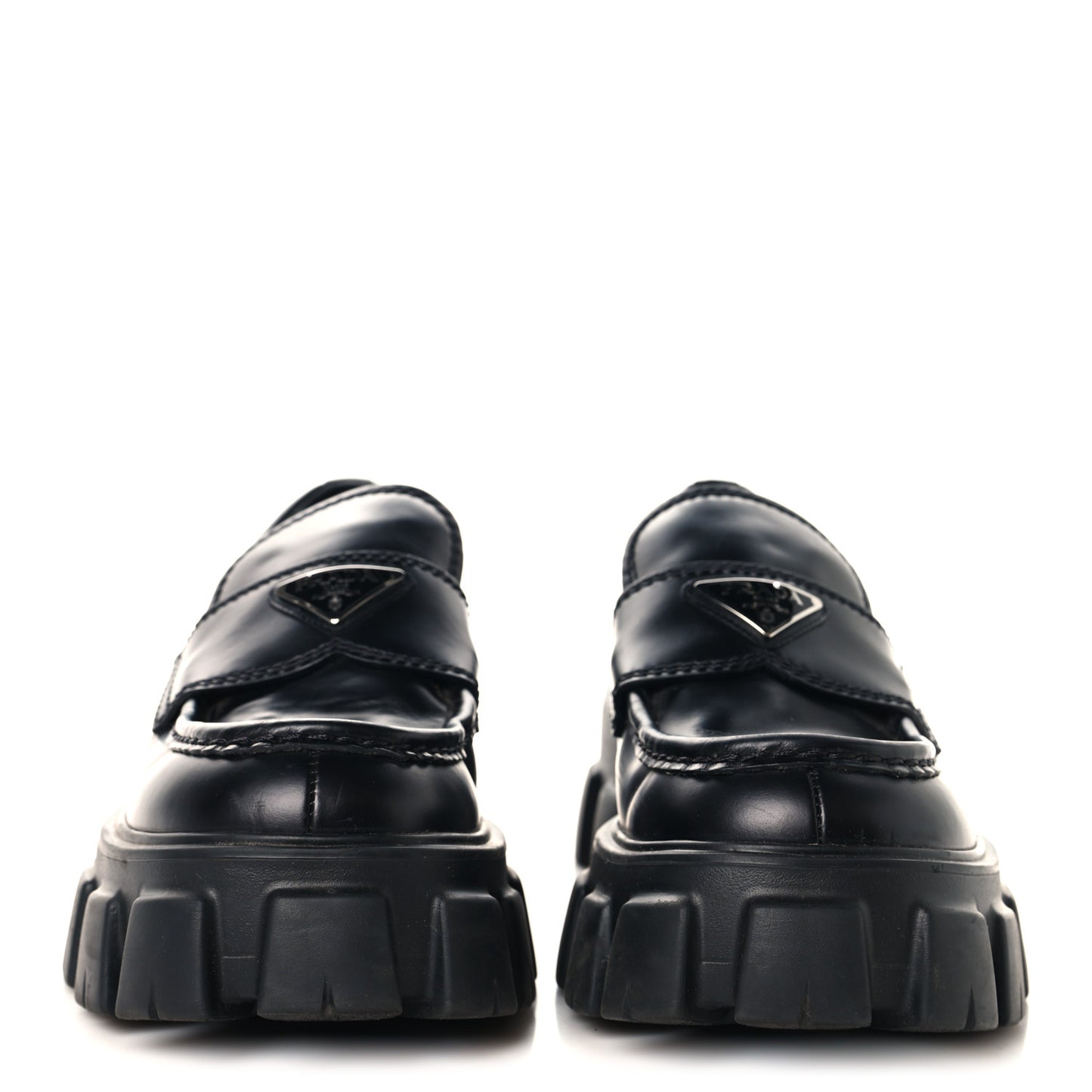 Spazzolato Rois Metal Triangle Logo Mens Monolith 60mm Loafers 6 Black