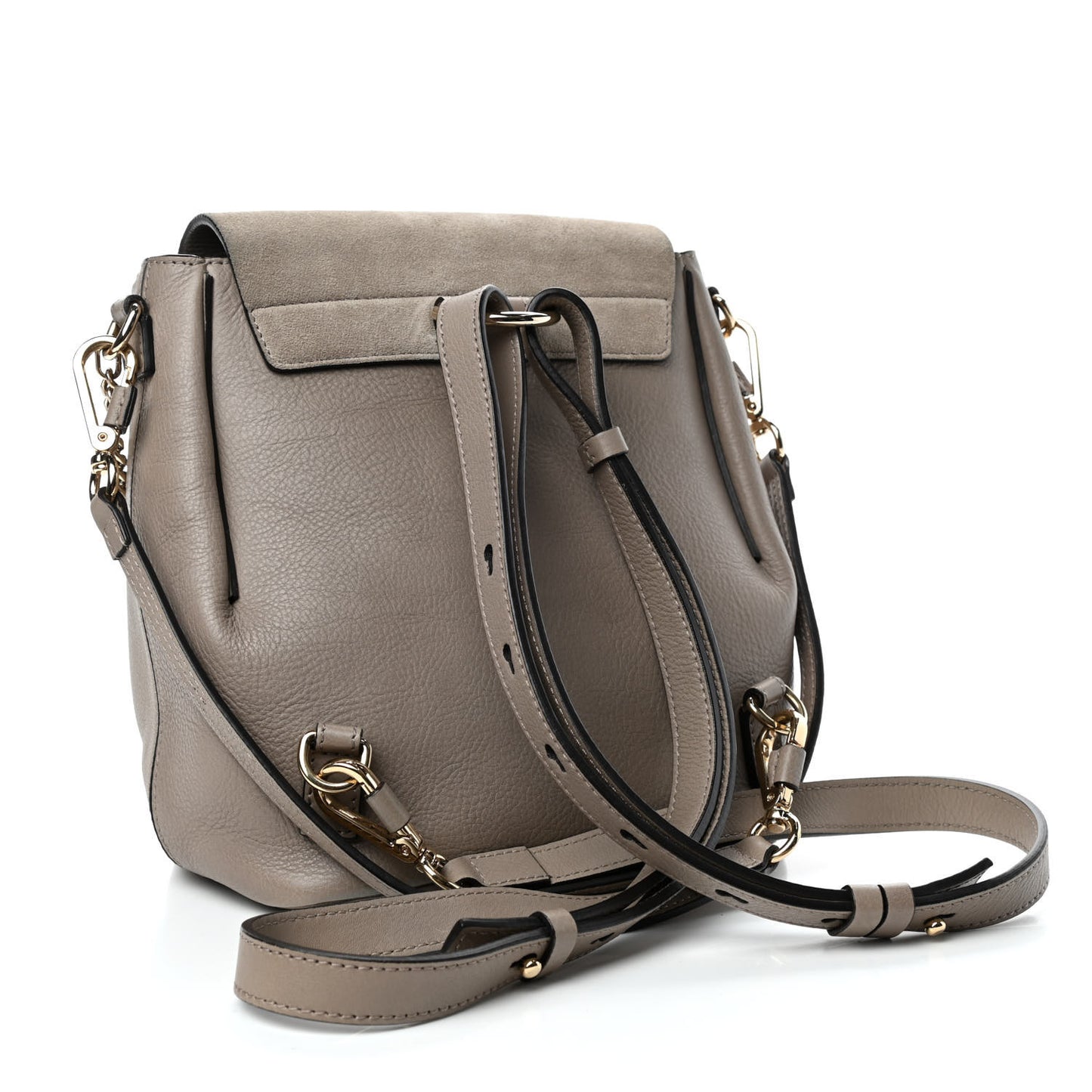 Suede Calfskin Small Faye Backpack Motty Grey