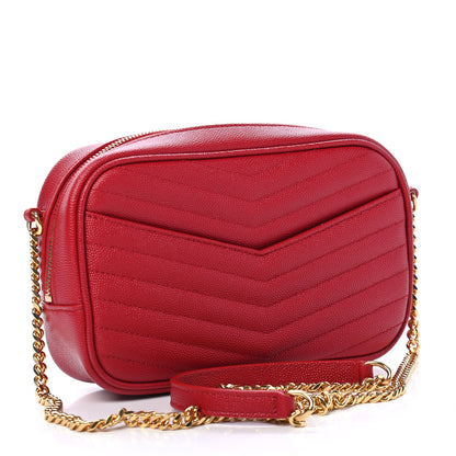 Saint Laurent Grain De Poudre Matelasse Monogram Mini Lou Camera Bag Eros Red 3 of 9