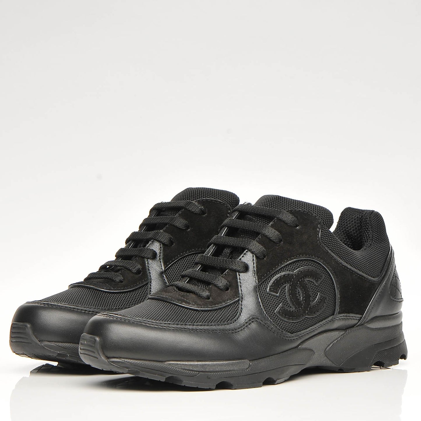 Suede Calfskin CC Sneakers 37 Black