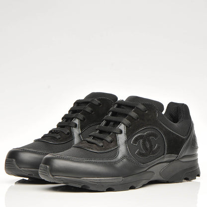 Chanel Suede Calfskin CC Sneakers 37 Black 2 of 6
