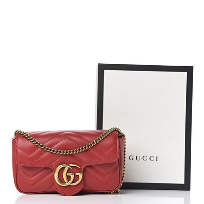 Gucci Calfskin Matelasse Super Mini GG Marmont Shoulder Bag Hibiscus Red 12 of 12