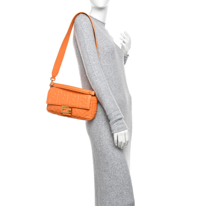 Fendi Nappa FF 1974 Embossed Baguette Clementine 2 of 13