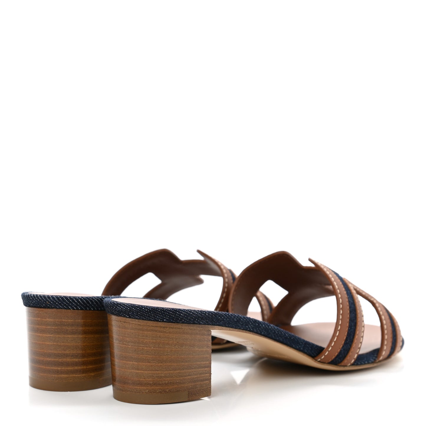 Calfskin Denim Oasis Sandals 35 Bleu Brut Gold
