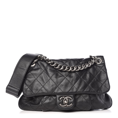 Chanel Calfskin Coco Pleats Messenger Flap Black 1 of 10