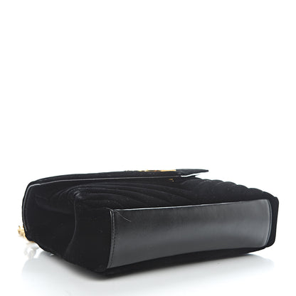 Saint Laurent Velvet Matelasse Chevron Medium College Monogram Bag Black 4 of 9