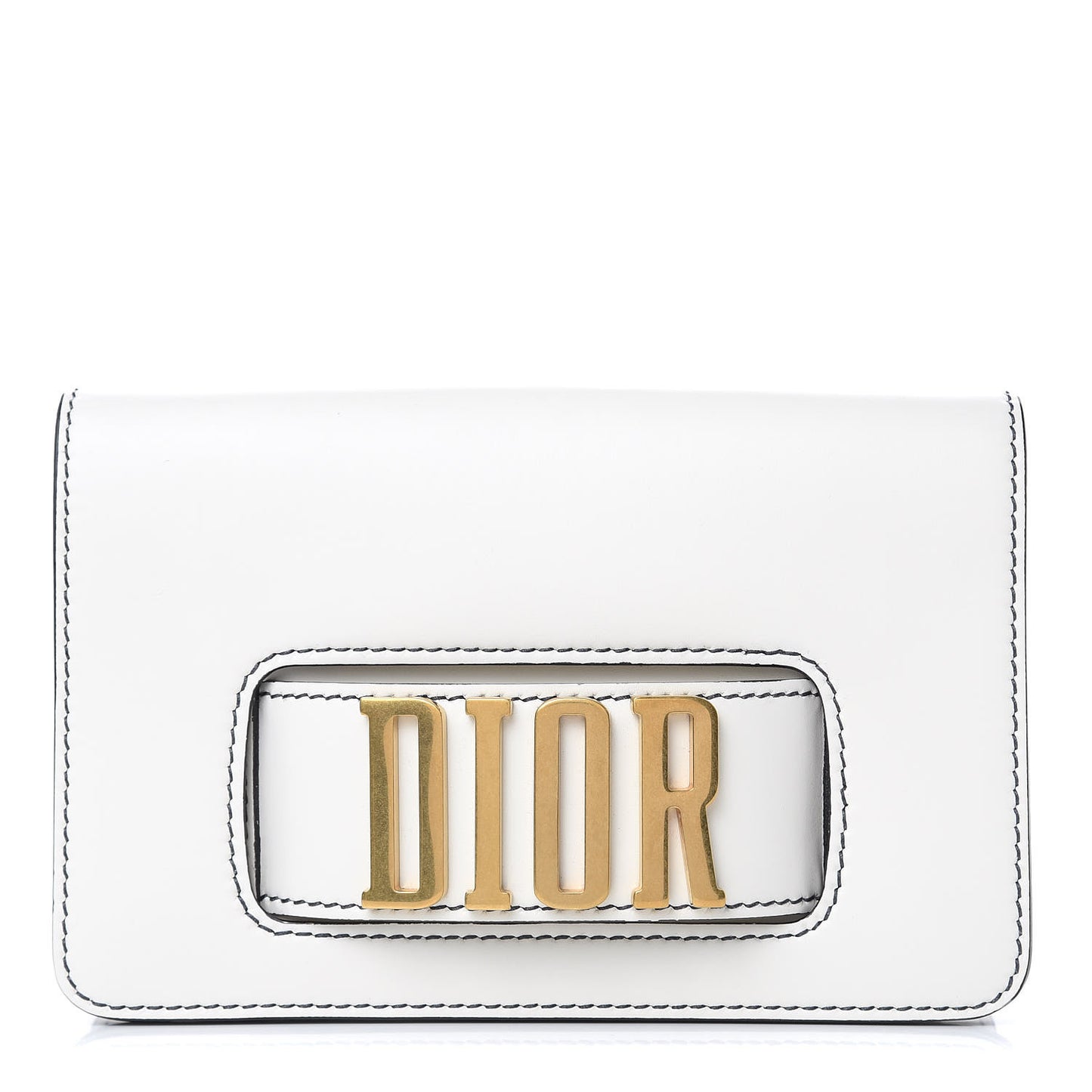 Smooth Calfskin Dio(r)evolution Flap Clutch White