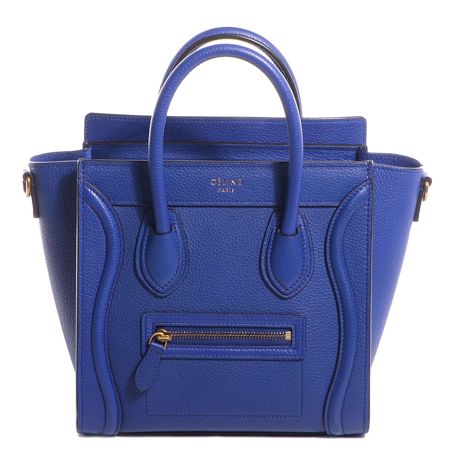 Celine Drummed Calfskin Nano Luggage Indigo 1 of 7
