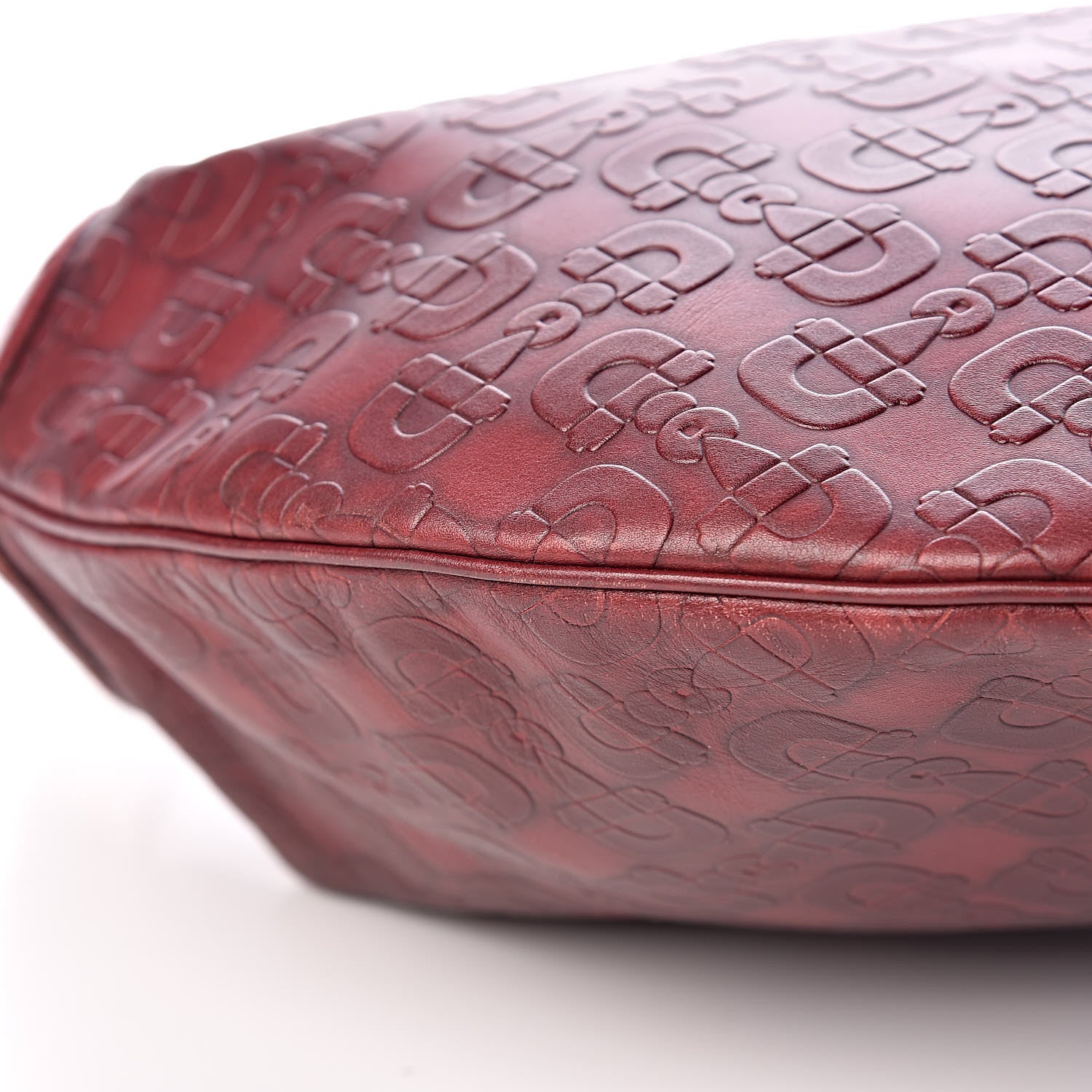 Gucci Calfskin Horsebit Embossed Glam Hobo Burgundy 9 of 10