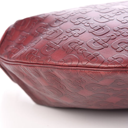Gucci Calfskin Horsebit Embossed Glam Hobo Burgundy 9 of 10