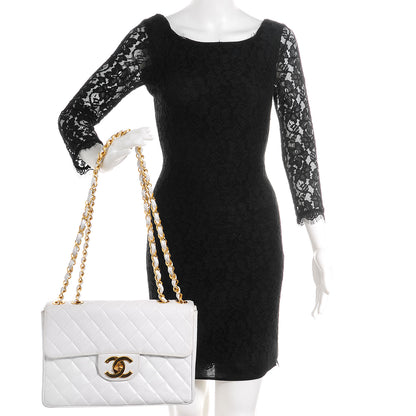 Chanel Caviar Jumbo Flap White 2 of 10