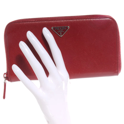 Prada Saffiano Zip Around Wallet Red 2 of 9