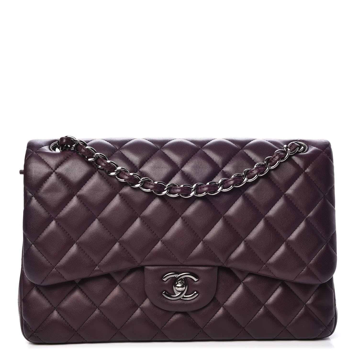 Chanel Lambskin Quilted Jumbo Double Flap Purple 1 of 7