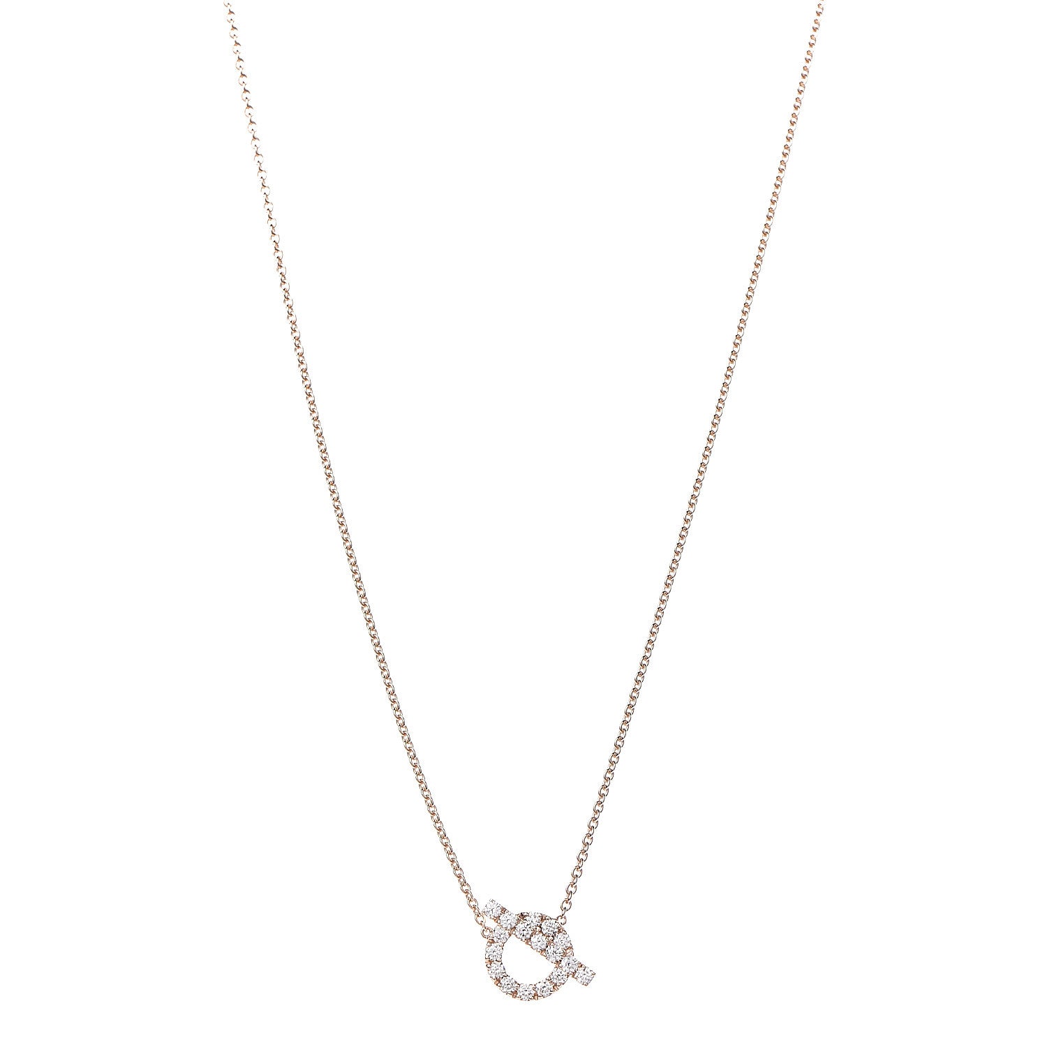Hermes 18K Rose Gold Diamond Finesse Pendant Necklace 1 of 7