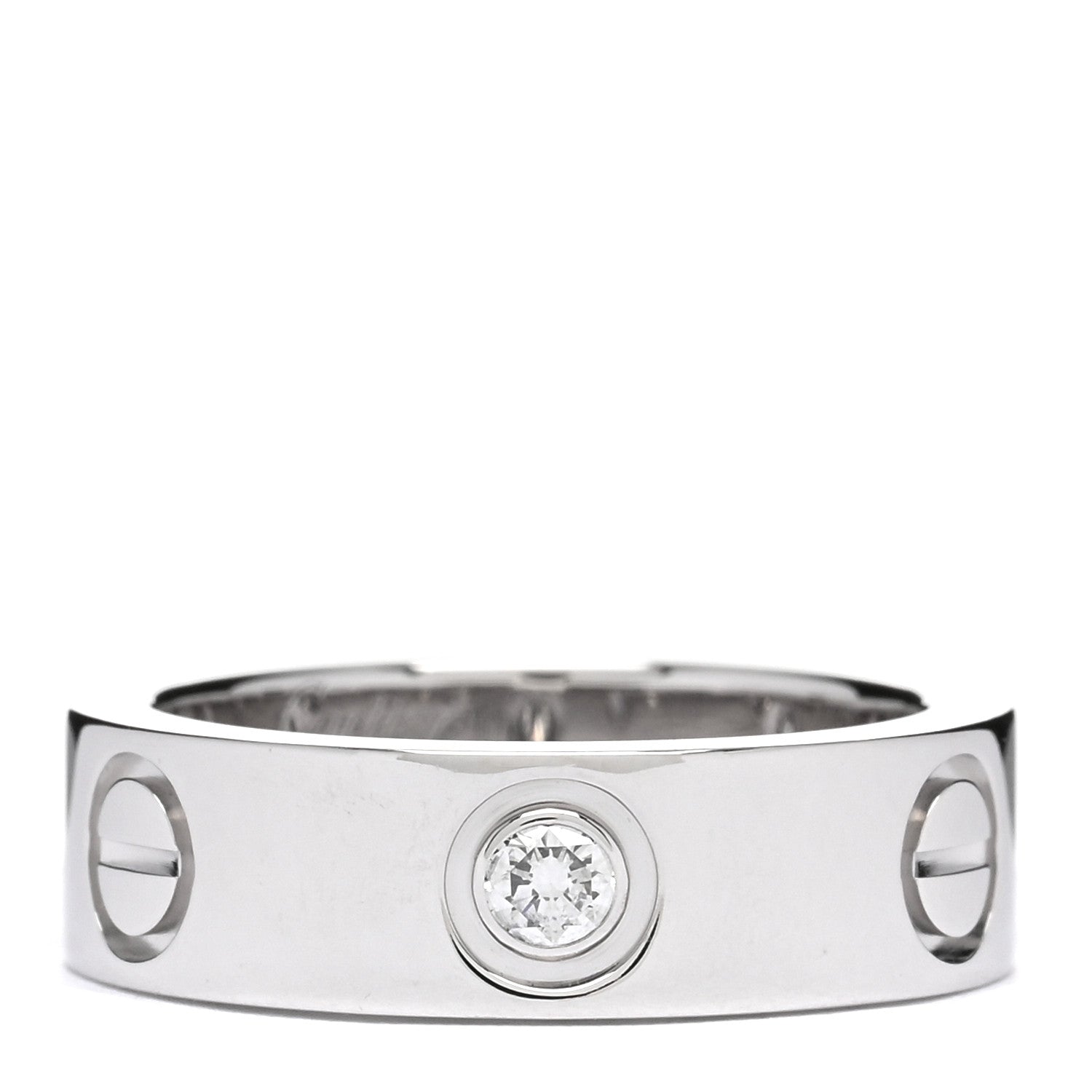 Cartier 18K White Gold 3 Diamond 5.5mm LOVE Ring 48 4.5 1 of 5