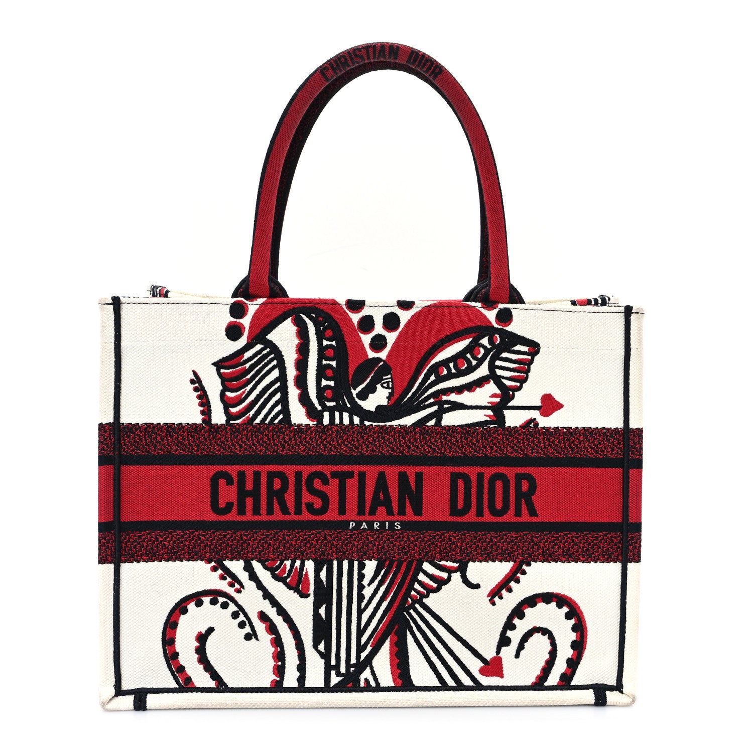 Christian Dior Canvas Embroidered Medium Cupidon Book Tote Latte Multicolor 1 of 14