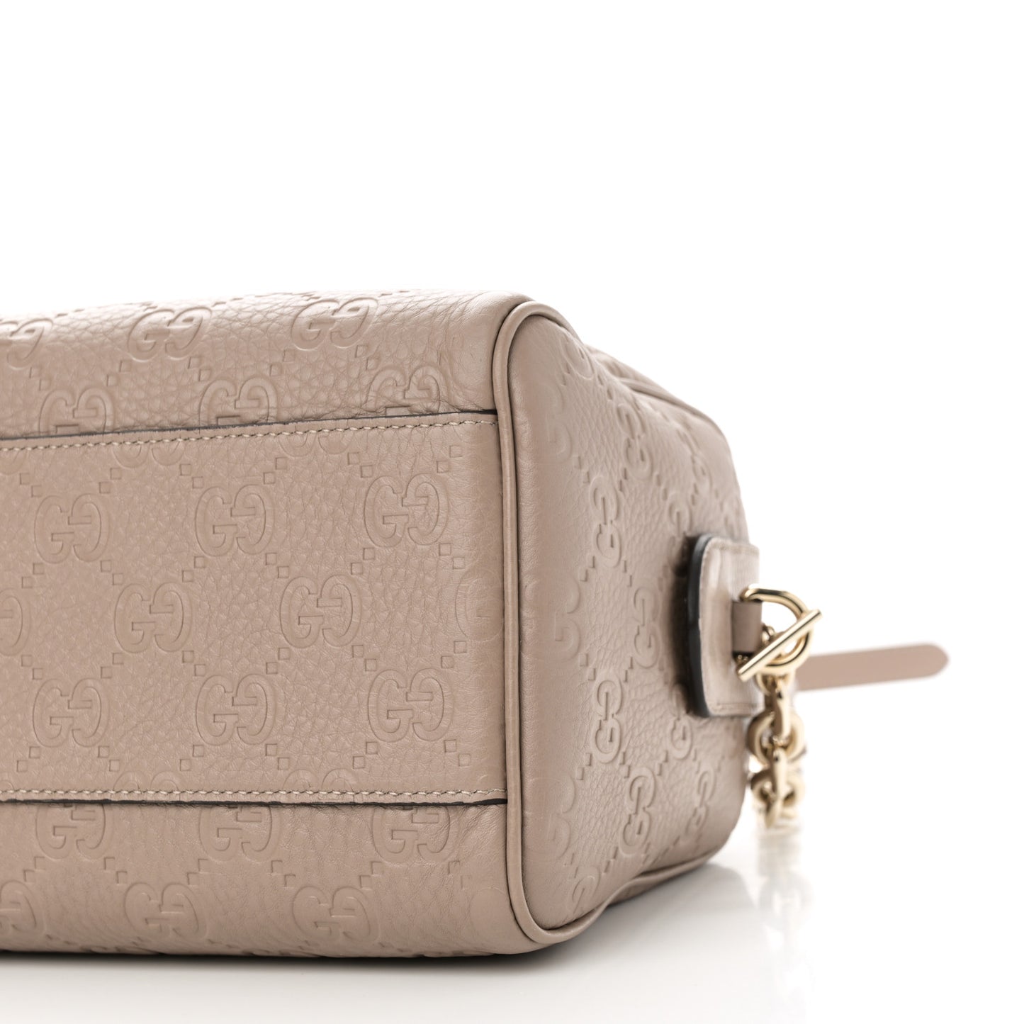 GG Grainy Calfskin Emblem Small Top Handle Bag Taupe
