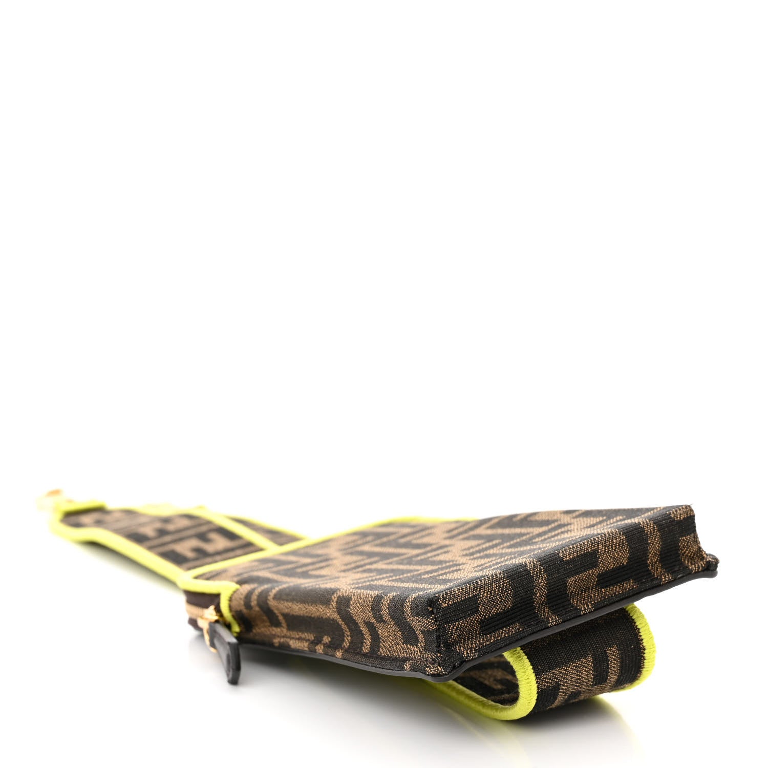 Fendi Fabric Jacquard FF 1974 Cell Pocket Strap You Tobacco Moro Giallo Fluo 3 of 10