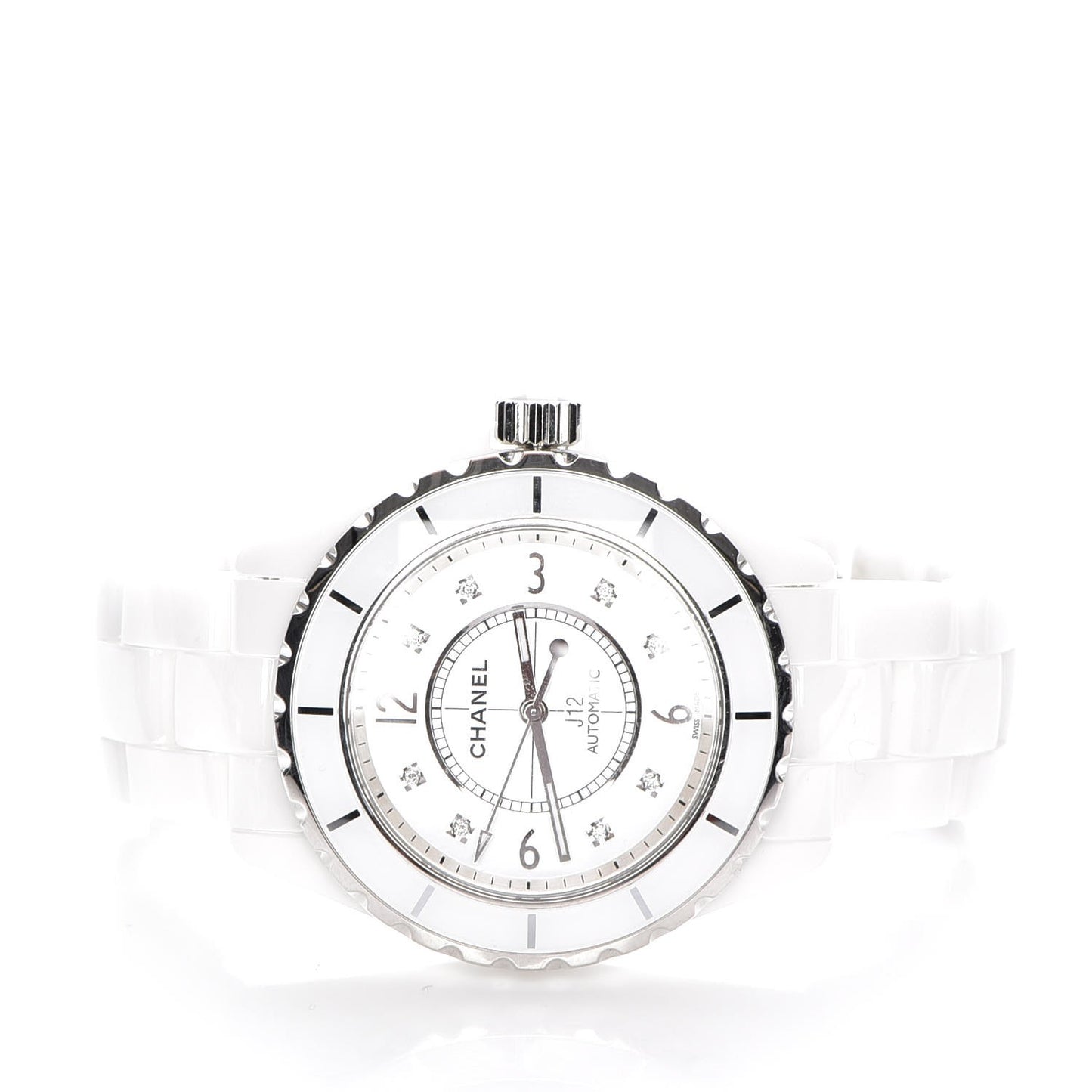 Stainless Steel Ceramic Diamond 38mm J12 Automatic Watch White