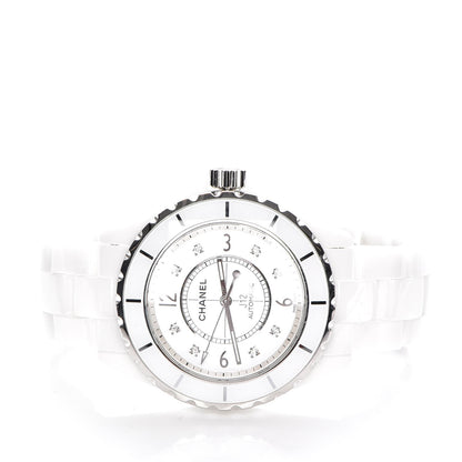 Chanel Stainless Steel Ceramic Diamond 38mm J12 Automatic Watch White 4 of 6