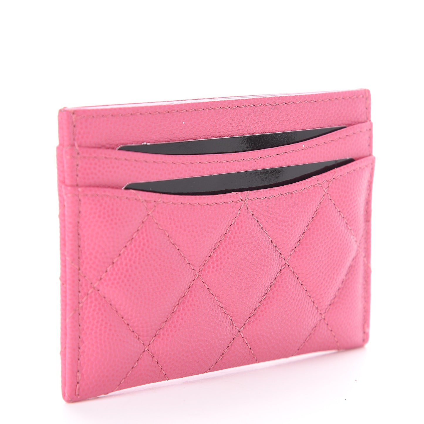 Caviar Quilted Card Holder Pink