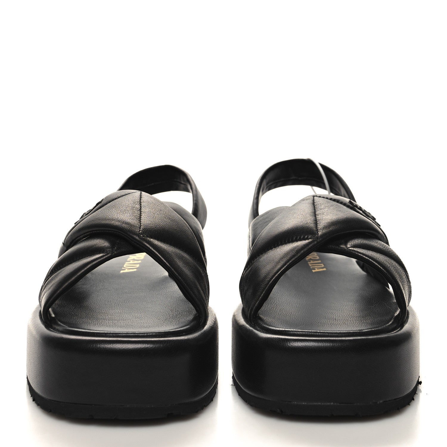 Prada Nappa Quilted Padded Sporty Platform Slingback Sandals 37.5 Black 2 of 8